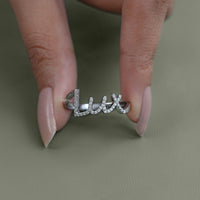 Round Diamond Pave Initial Wedding Ring