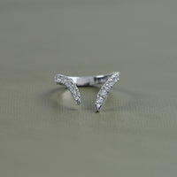 Open Cuff Round Diamond V Shape Wedding Band