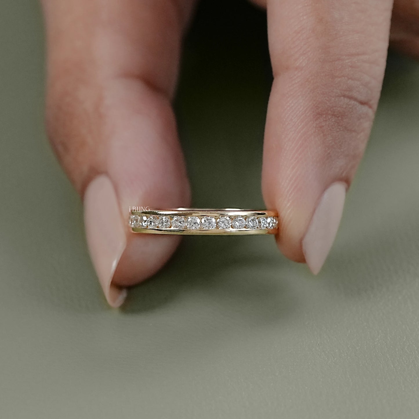 Round Diamond Channel Set Eternity Wedding Band