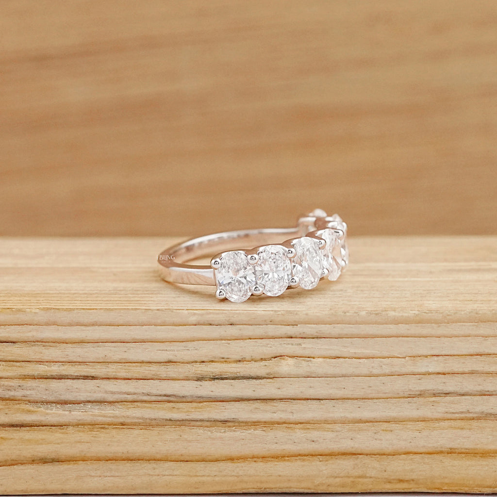 Seven Stone Oval Cut Diamond Wedding Band