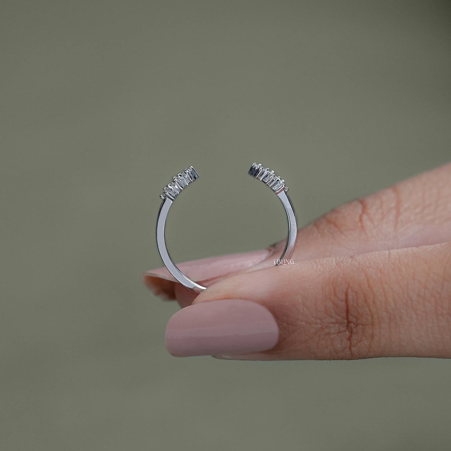 Round Diamond Open Cuff Wedding Ring