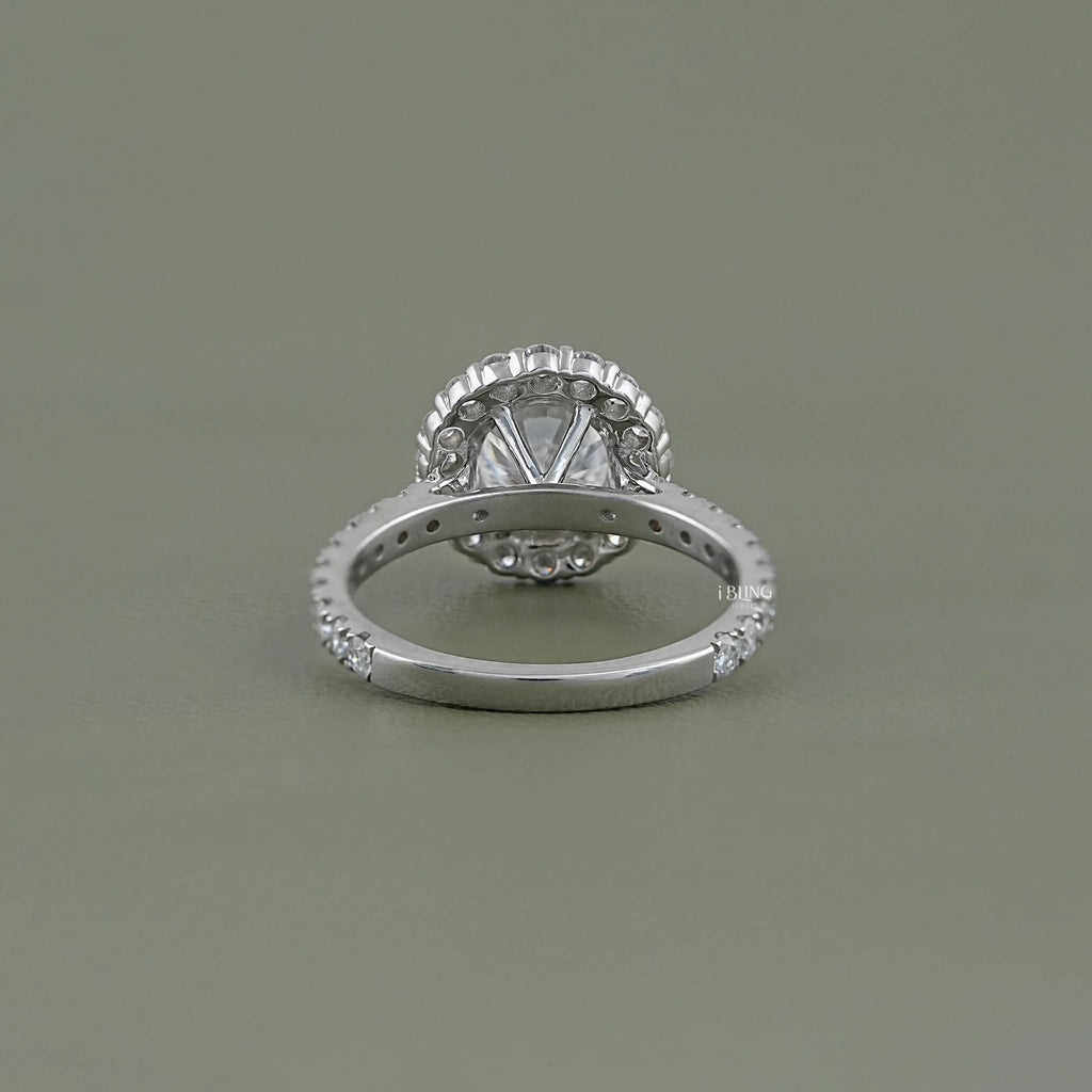 Round Lab Diamond Halo Engagement Ring