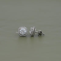 Round Cut Lab Diamond Halo Stud Earrings
