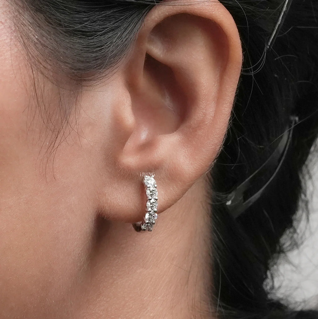 Round Cut Lab Diamond Huggie Hoop Earrings