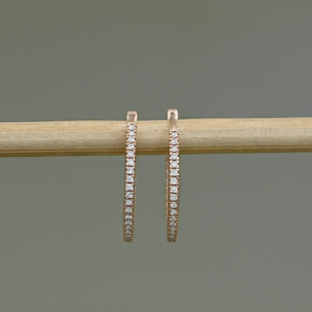 Round Lab Diamond In-Out Hoop Earrings