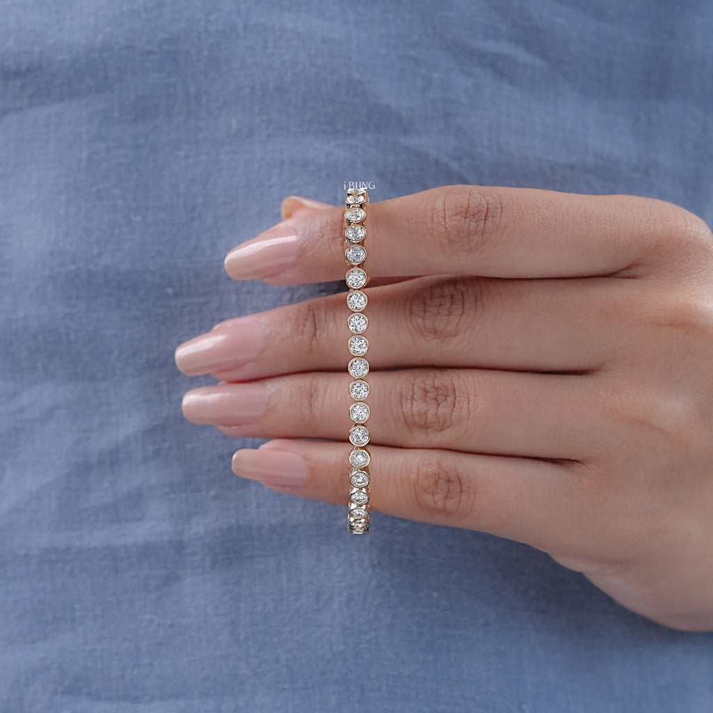 Round Cut Lab Diamond Bezel Set Tennis Bracelet