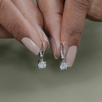 Round Solitaire Diamond Dangle Drop Earrings