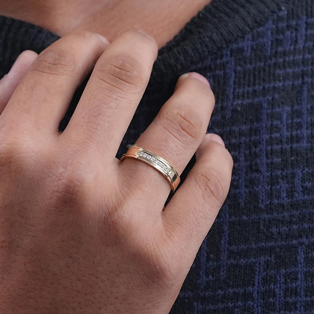 Round Lab Diamond Men's Wedding Band