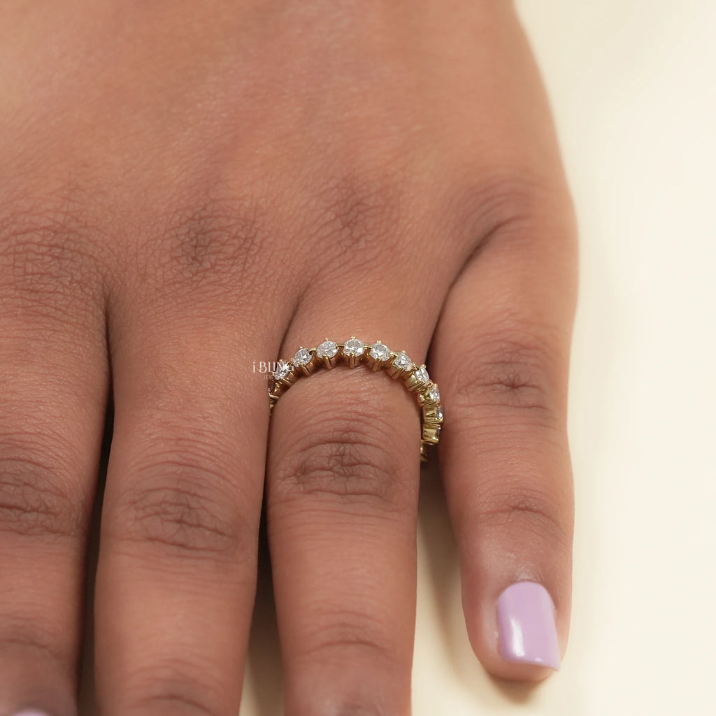 Round Lab Diamond Eternity Wedding Band