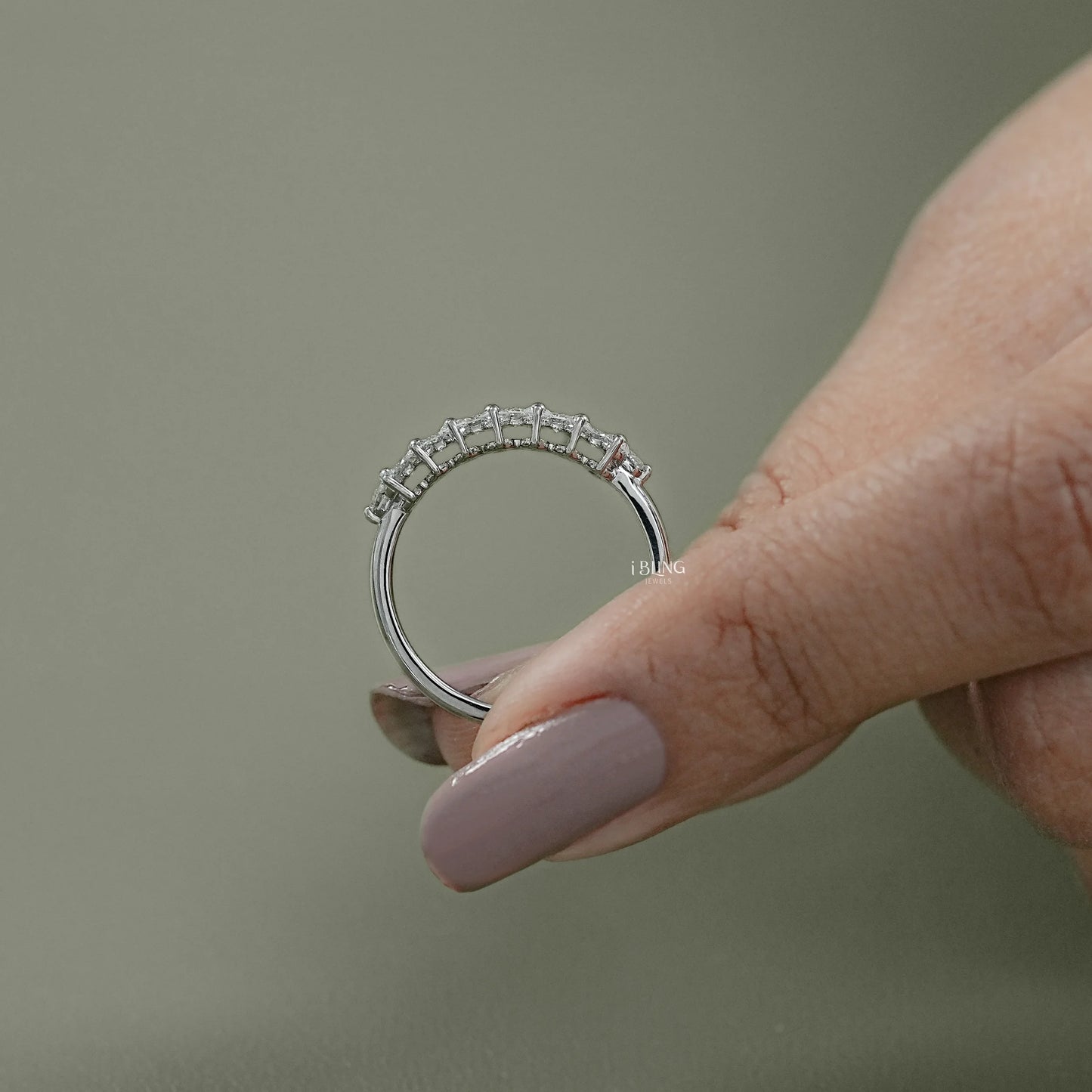 Round Lab Diamond Cluster Band Half Eternity