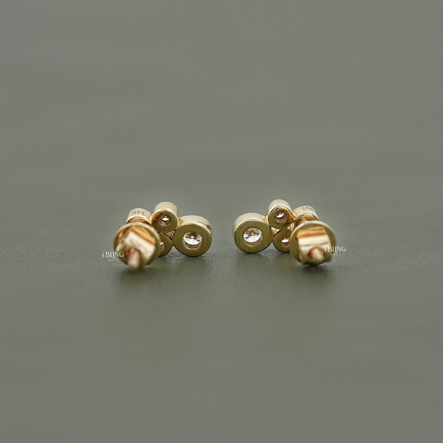 Round Cut Lab Diamond Bezel Set Stud Earrings