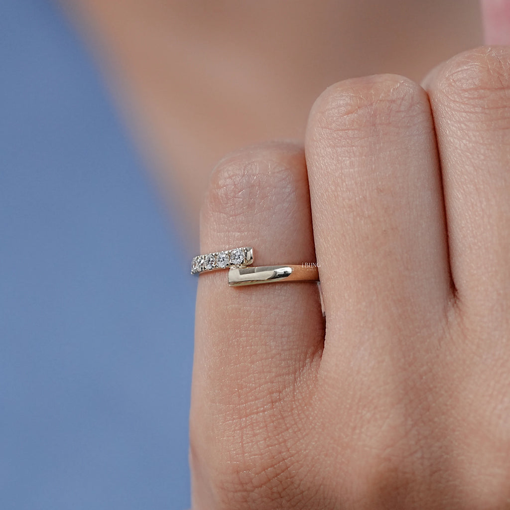 Round Cut Lab Diamond Bypass Wedding Band