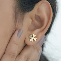Lab Diamond 4 Leaf Clover Stud Earrings