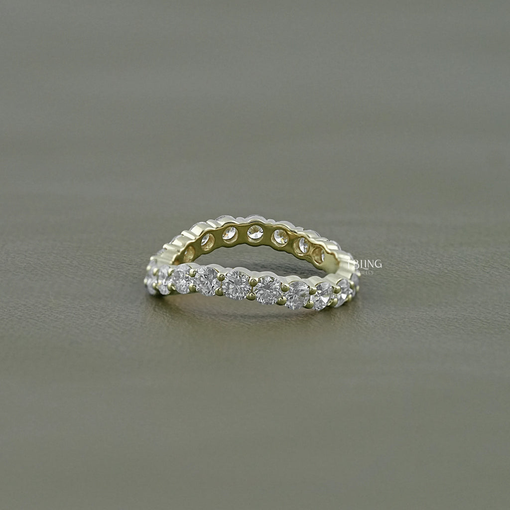 Round Lab Grown Diamond Curved Wedding Band