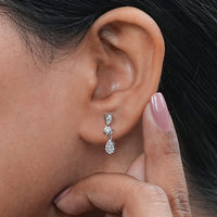 Round lab Diamond Tear Drop Dangle Earrings