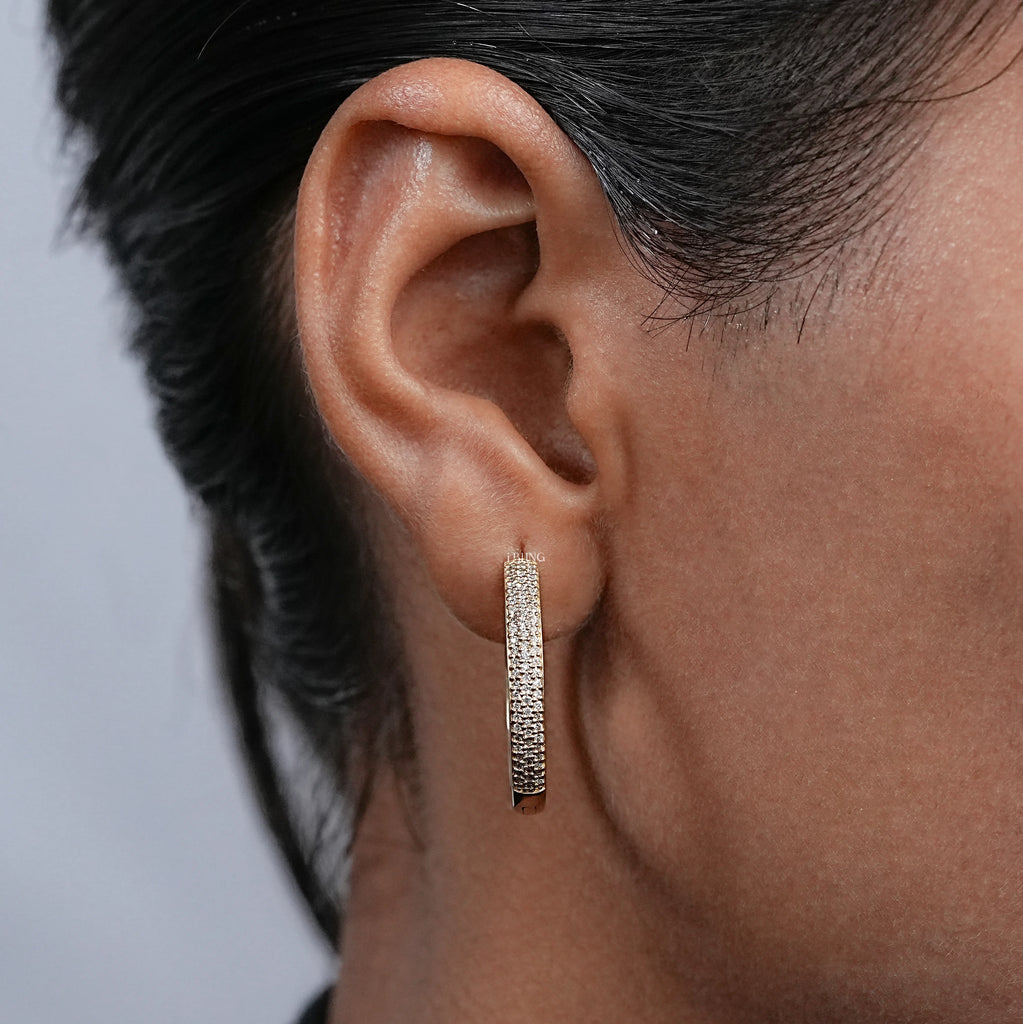 Round Cut Lab Grown Diamond Hoop Earrings