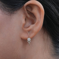 Round Diamond Bezel Set Wire Earrings