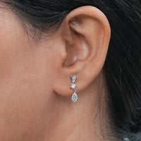 Round lab Diamond Tear Drop Dangle Earrings
