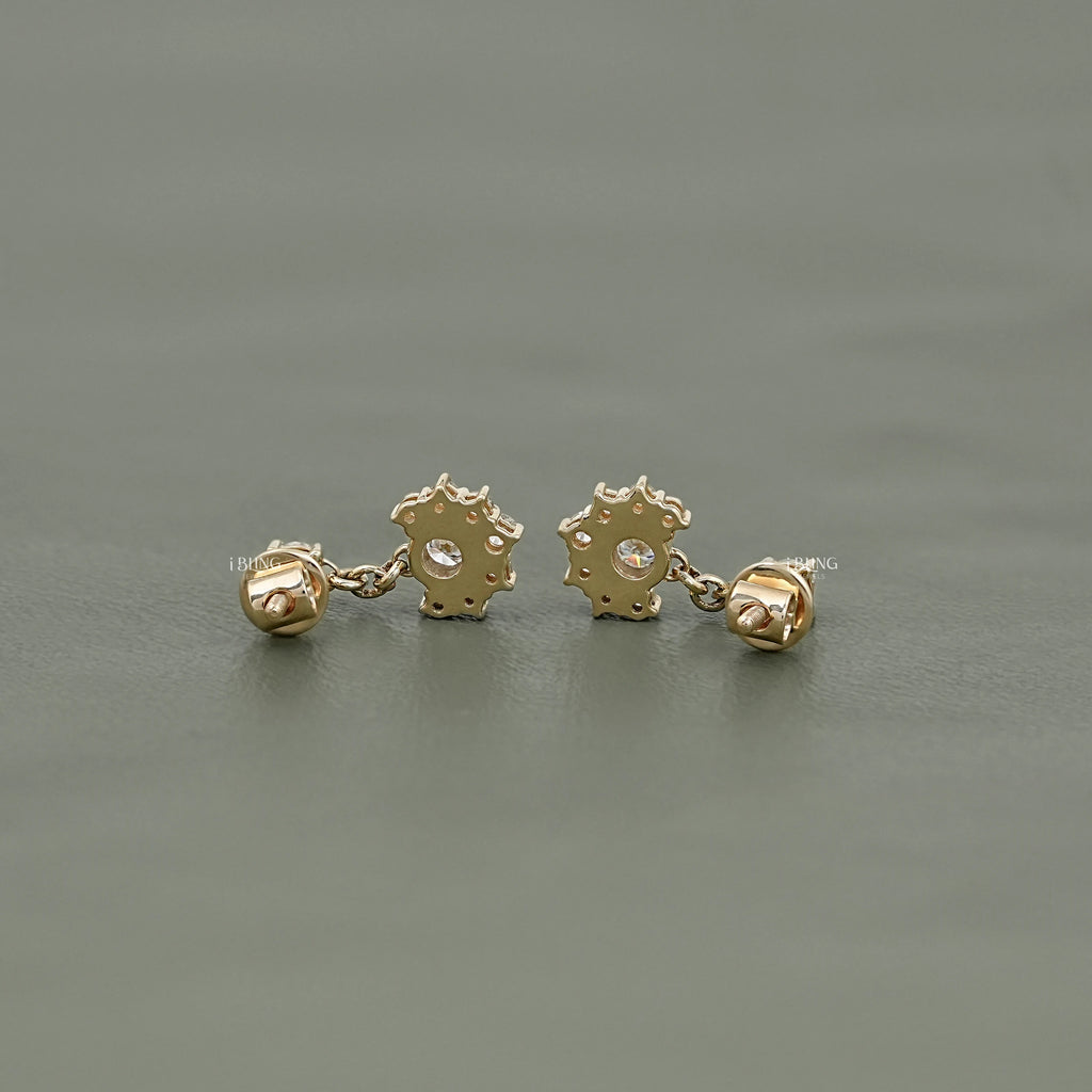 Round Cut Lab Diamond Cluster Drop Earrings