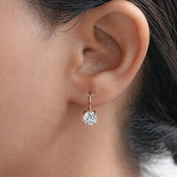 Solitaire Round Diamond Drop Earrings