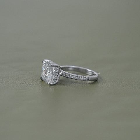 Cushion Lab Diamond Hidden Halo Solitaire Accent Ring