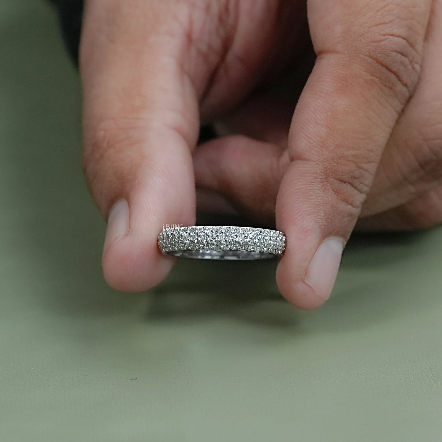 Micro Pave Diamond Eternity Band Men's Ring