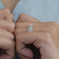 Three Row Pave Diamond Eternity Wedding Band