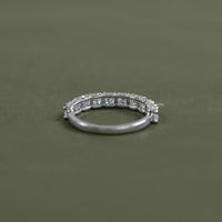 Round Lab Diamond Half Eternity Wedding Band