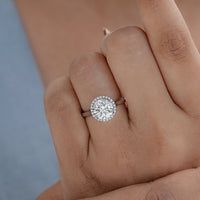 Round Cut Lab Diamond Halo Engagement Ring