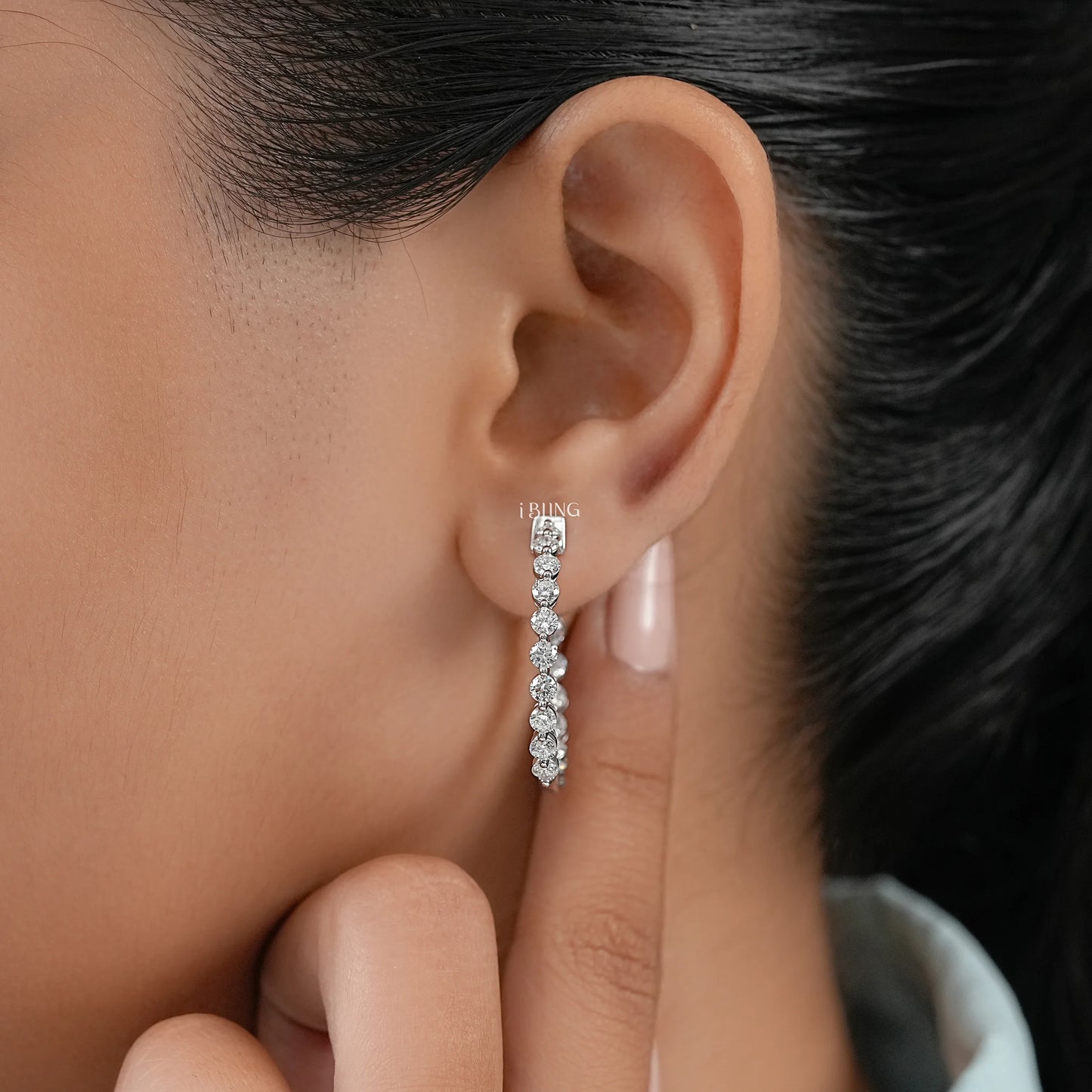 Round Cut Lab Diamond Hoop Earrings Hoops & Huggies