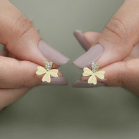 Lab Diamond 4 Leaf Clover Stud Earrings