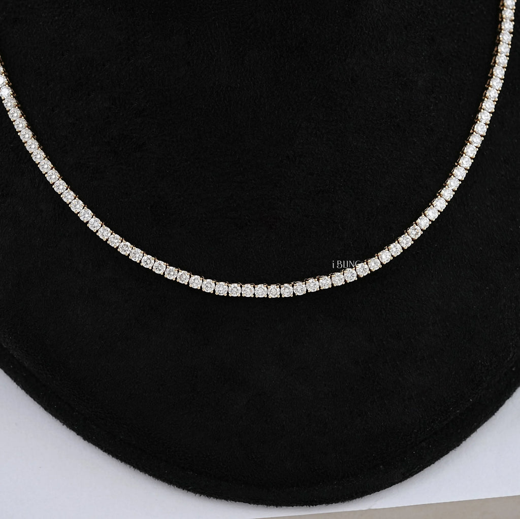 Round Lab Diamond Bridal Tennis Necklace