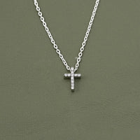 Round Lab Diamond Cross Pendant