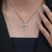 Round Lab Diamond Cross Necklace