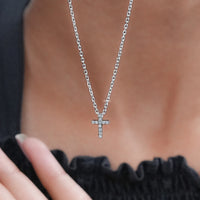 Round Lab Diamond Cross Pendant