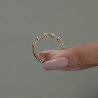 Round Diamond Six Prong Half Eternity Wedding Band