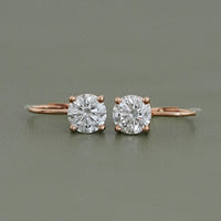 Solitaire Round Diamond Drop Earrings