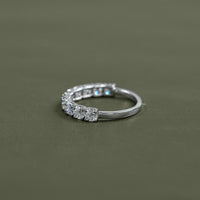 Round Lab Diamond Half Eternity Wedding Band