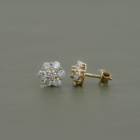 Round Cut Lab Diamond Floral Shape Stud Earrings