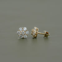 Round Cut Lab Diamond Floral Shape Stud Earrings