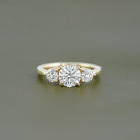 Round Lab Diamond Three Stone Engagement Ring