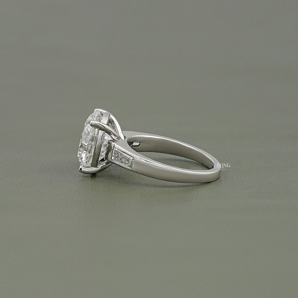 Round And Tapered Baguette Lab Diamond Ring