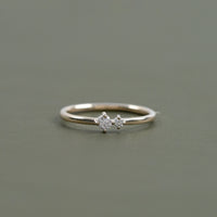 Round Lab Diamond Two Stone Dainty Ring