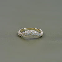 Round Diamond Pave Set Curved Wedding Band