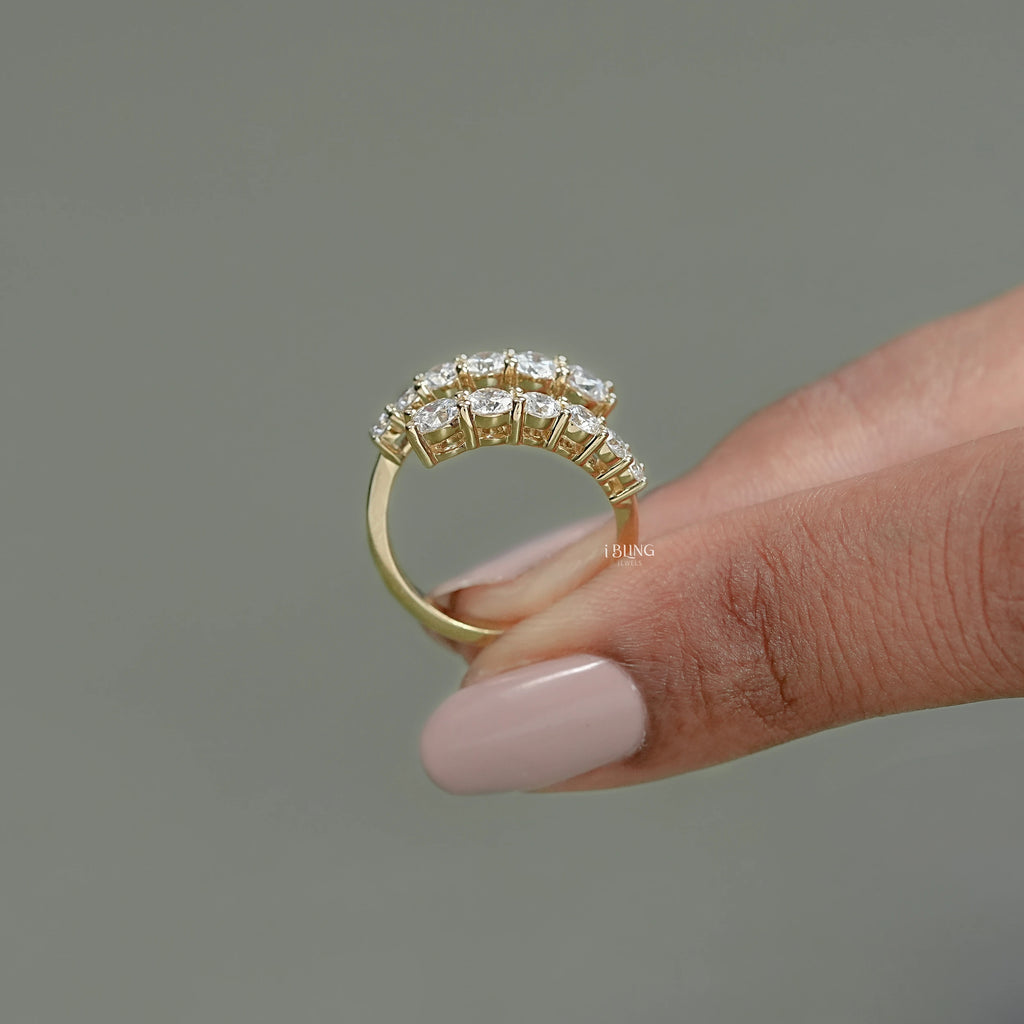 Round Lab Diamond Bypass Wedding Band