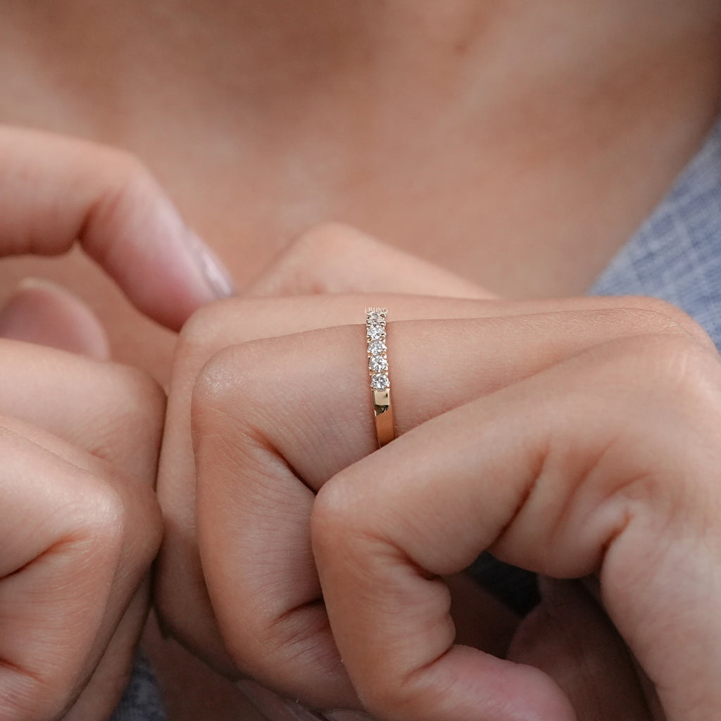 Round Diamond Half Eternity Wedding Band