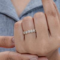 Round Lab Diamond Halo Wedding Band