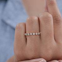 Round Lab Diamond Half Eternity Wedding Band