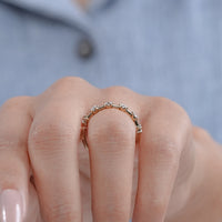 Round Diamond Six Prong Half Eternity Wedding Band