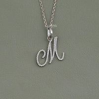 Round Cut Lab Grown Diamond M Letter Pendant